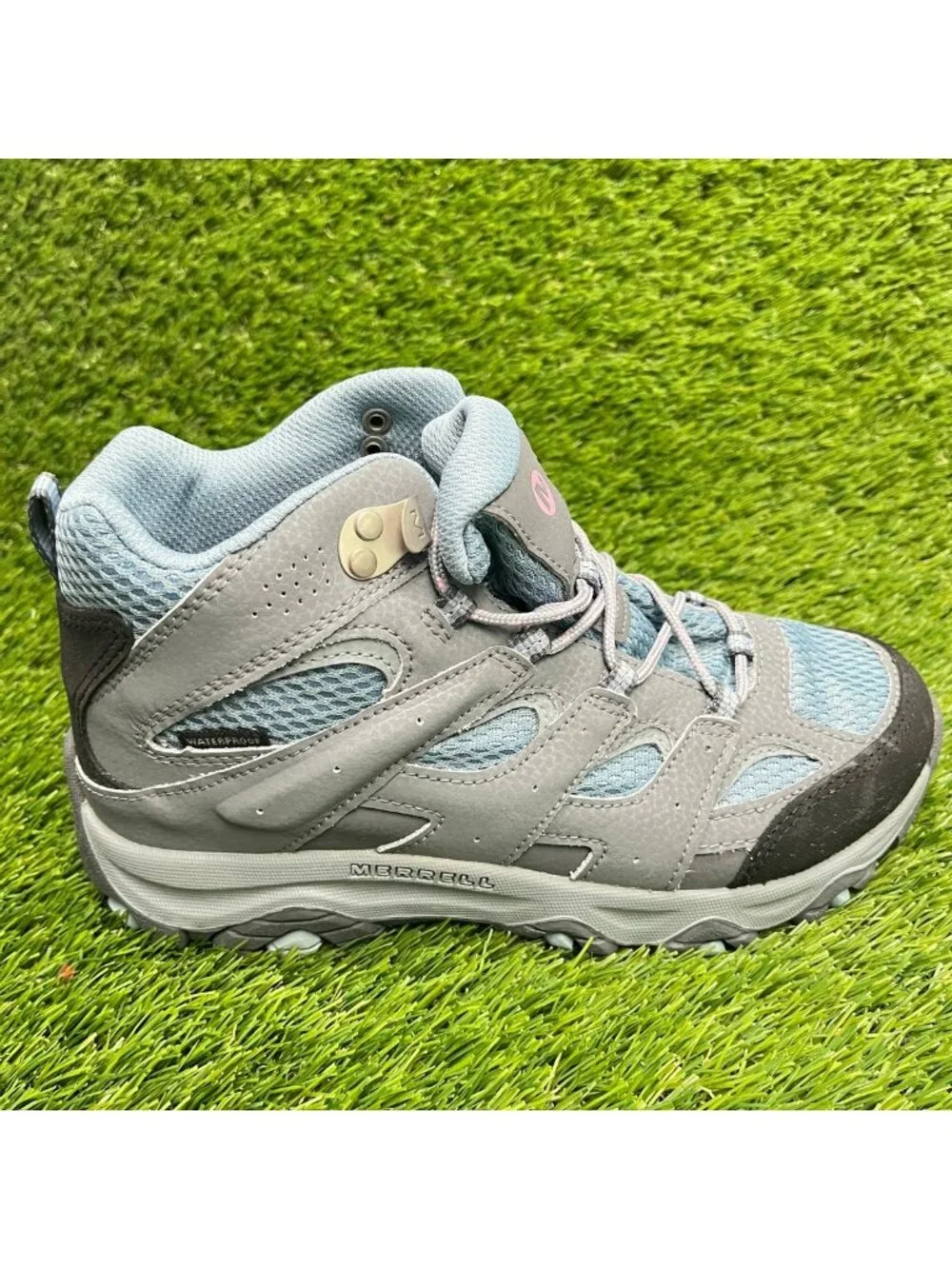 Merrell Moab 3 Mid Waterproof Boys Size 4.5Y Gray Blue Outdoor Hiking Boots